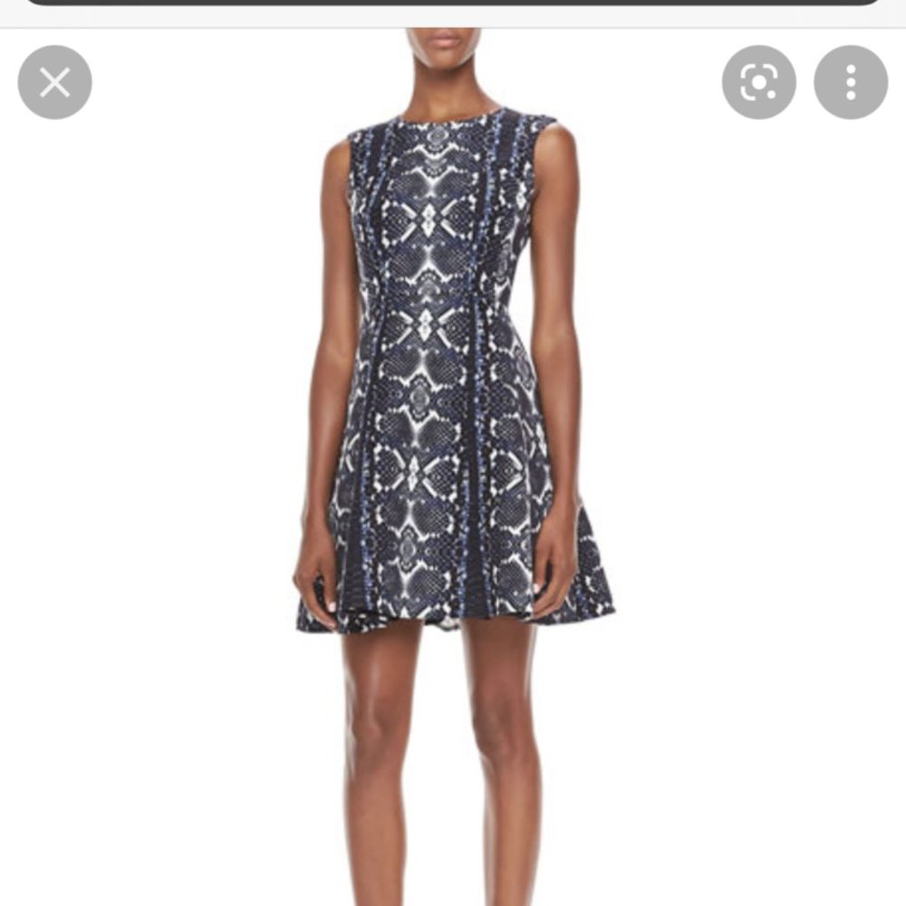 Nanette Lepore Fit and Flare Snakeskin Print Dress